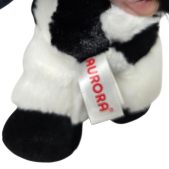 Aurora Mini Moo Plush Cow 7" Mini Flopsie Farm Animal Stuffed Toy Black White - Picture 9 of 9
